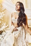 Varun Chakkilam_White Silk Organza Embroidery, Beads Sweetheart Neck Glass Bridal Lehenga Set _Online_at_Aza_Fashions