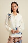 Shop_Ranna Gill_Ivory Linen Ombre Thread Embroidered Shirt_Online_at_Aza_Fashions