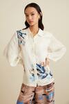 Ranna Gill_Ivory Linen Ombre Thread Embroidered Shirt_at_Aza_Fashions