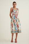 Shop RANNA GILL Multi Color Viscose Linen Print Meadow Square Neck Dress Online at Aza Fashions Shop_RANNA GILL_Multi Color Viscose Linen Print Meadow Square Neck Dress _Online_at_Aza_Fashions