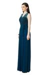Buy Rohit Gandhi + Rahul Khanna Blue Georgette Embroidered V Neck Jumpsuit With Belt Online at Aza Fashions Buy_Rohit Gandhi + Rahul Khanna_Blue Georgette Embroidered V Neck Jumpsuit With Belt _Online_at_Aza_Fashions