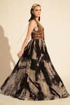 Buy_Nikita Mhaisalkar_Black Crinkled Chiffon Print Brush Stroke Sweetheart Neck Maxi Dress _Online_at_Aza_Fashions