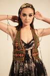Shop_Nikita Mhaisalkar_Black Luxe Suiting Embroidery Thread Jacket _Online_at_Aza_Fashions