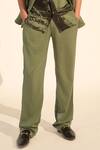 Shop_Nikita Mhaisalkar_Green Luxe Suiting Plain Blazer And Pant Set _Online_at_Aza_Fashions