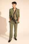 Nikita Mhaisalkar_Green Luxe Suiting Plain Blazer And Pant Set _at_Aza_Fashions