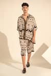 Buy_Nikita Mhaisalkar_Black Double Georgette Print Aztec Shirt With Shorts _Online_at_Aza_Fashions