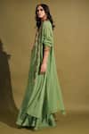 Nikita Mhaisalkar_Green Dress Double Georgette Embellished Embroidered Yoke And Set _at_Aza_Fashions