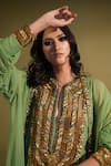 Nikita Mhaisalkar_Green Dress Double Georgette Embellished Embroidered Yoke And Set _Online
