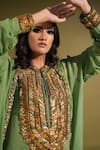 Buy_Nikita Mhaisalkar_Green Dress Double Georgette Embellished Embroidered Yoke And Set _Online