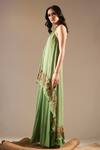 Nikita Mhaisalkar_Green Kurta Pure Chiffon Embellished Asymmetric And Sharara Set _Online_at_Aza_Fashions