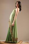 Buy_Nikita Mhaisalkar_Green Kurta Pure Chiffon Embellished Asymmetric And Sharara Set _Online_at_Aza_Fashions