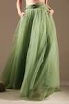 Shop_Nikita Mhaisalkar_Green Tulle Solid Flared Lehenga _at_Aza_Fashions