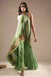 Shop_Nikita Mhaisalkar_Green Kurta Pure Chiffon Embellished Asymmetric And Sharara Set 