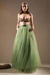 Buy_Nikita Mhaisalkar_Green Tulle Solid Flared Lehenga 