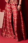 Ridhi Mehra_Red Raw Silk Printed Floral V Neck Saadirah Peplum Top And Sharara Set  _Online_at_Aza_Fashions