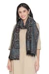 Shingora Black Woven Floral Pattern Stole Online at Aza Fashions Shingora_Black Woven Floral Pattern Stole _Online_at_Aza_Fashions