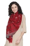 Shingora_Maroon Woven Floral Pattern Stole _Online_at_Aza_Fashions