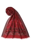 Buy_Shingora_Maroon Woven Floral Pattern Stole _Online_at_Aza_Fashions