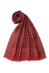 Buy_Shingora_Maroon Jacquard Stripe Pattern Stole _Online_at_Aza_Fashions