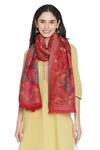 Shingora Red Woven Kani Floral Pattern Stole Online at Aza Fashions Shingora_Red Woven Kani Floral Pattern Stole _Online_at_Aza_Fashions