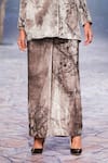 Shop_Nirmooha_Off White Velvet Abstract Print Pant _Online_at_Aza_Fashions