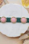 Mnsh_Pink Lotus Stone Embellished Choker Necklace_Online_at_Aza_Fashions
