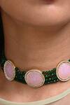 Buy_Mnsh_Pink Lotus Stone Embellished Choker Necklace_Online_at_Aza_Fashions