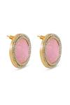 Mnsh_Pink Stones Lotus Embellished Stud Earrings _Online_at_Aza_Fashions