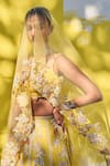 Buy_Ridhi Mehra_Yellow Blouse - Net/organza Lehenga - Lahya Bridal Pleated Set _Online_at_Aza_Fashions