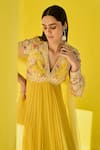 Ridhi Mehra_Yellow Anarkali Net/chiffon Faanee Long With Frill Hem Dupatta  _Online_at_Aza_Fashions