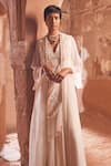 Ridhi Mehra_Ivory Jumpsuit  Jacket  Drape  Aina And Set  _Online_at_Aza_Fashions