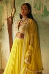 Ridhi Mehra_Yellow Blouse Aftaab Flower Vine Embroidered Lehenga Set_Online_at_Aza_Fashions
