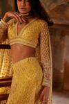 Buy_Ridhi Mehra_Yellow Net Amal Floral Embroidered Lehenga Saree And Blouse Set_Online_at_Aza_Fashions