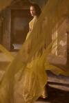Ridhi Mehra_Yellow Net Amal Floral Embroidered Lehenga Saree And Blouse Set_at_Aza_Fashions