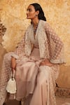 Buy_Ridhi Mehra_Peach Shiraj Jumpsuit And Bell Sleeve Jacket Set_Online_at_Aza_Fashions