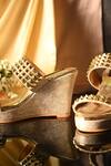 Buy_Miraki_Gold Embellished Stud Wedges _Online_at_Aza_Fashions