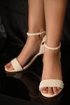 Shop_Miraki_White Embellished Pearl Block Heels _Online_at_Aza_Fashions
