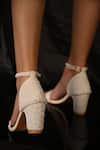 Miraki_White Embellished Pearl Block Heels _at_Aza_Fashions