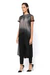 Rohit Gandhi + Rahul Khanna_Black Georgette Embellished Bead Round Taraus High Low Hem Top _Online_at_Aza_Fashions