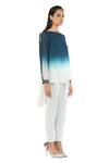 Buy_Rohit Gandhi + Rahul Khanna_Blue Georgette Embellished Round Zenith Ombre Top _Online_at_Aza_Fashions