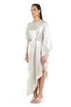 Rohit Gandhi + Rahul Khanna_Silver Polyester Embellished Round Stardust Asymmetric Kaftan _Online_at_Aza_Fashions