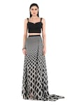 Rohit Gandhi + Rahul Khanna_Black Chiffon Diamond Gradient Skirt _Online_at_Aza_Fashions