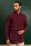 Buy_Artless_Maroon Organic Corduroy Red Room Full Sleeved Jacket _Online_at_Aza_Fashions