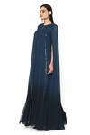 Buy_Rohit Gandhi + Rahul Khanna_Blue Viscose Stern Ombre Gown_Online_at_Aza_Fashions