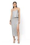 Buy_Rohit Gandhi + Rahul Khanna_Silver Tulle Embellished Crystals Scoop Neck Unicorn Swing Top 
