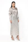 Buy_Rohit Gandhi + Rahul Khanna_Silver Satin Embellished Florin Cutwork Skirt _Online_at_Aza_Fashions