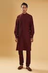 Buy_Raghavendra Rathore Blue_Maroon Kurta - And Chudidar - Cotton Full Sleeve Set _Online_at_Aza_Fashions