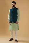 Raghavendra Rathore Blue_Blue Jacquard Textured Nehru Jacket _Online_at_Aza_Fashions