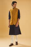 Buy_Raghavendra Rathore Blue_Blue Bundi - Jacquard Textured And Navy Kurta Set 