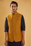 Shop_Raghavendra Rathore Blue_Blue Bundi - Jacquard Textured And Navy Kurta Set 